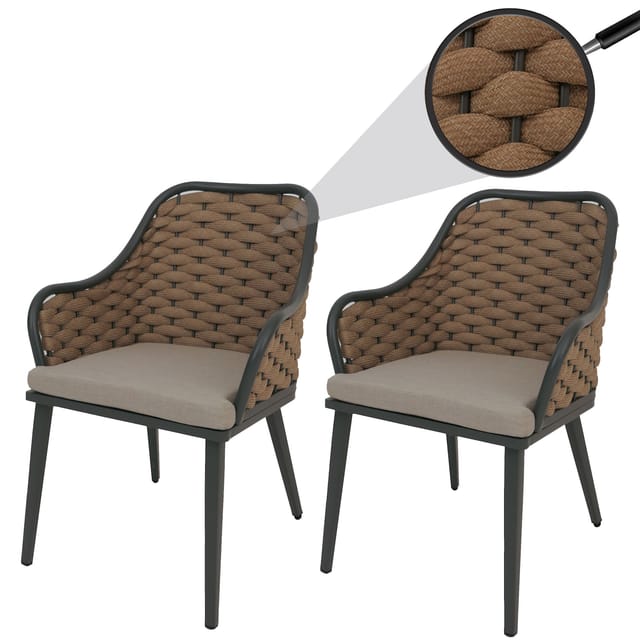 MCW Gartenstuhl O16 2er-Set Beige Kissen Hellbraun