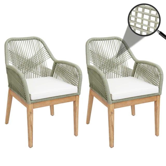MCW Gartenstuhl H56b 2er-Set Grün Kissen Creme
