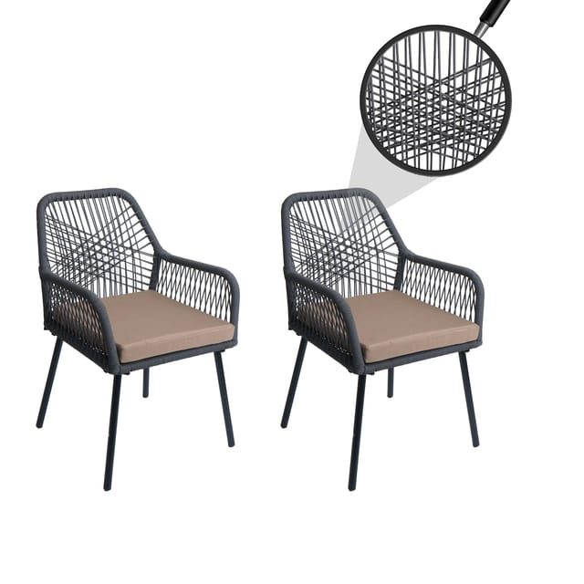 MCW Gartenstuhl O12 2er-Set Sitzpolster Aluminium Anthrazit Bezug Taupe