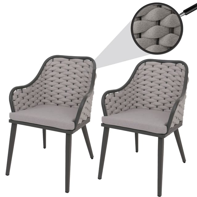 MCW Gartenstuhl O16 2er-Set Hellgrau Kissen Hellgrau