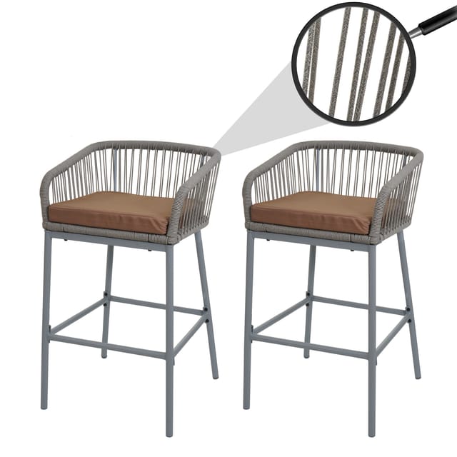 MCW Barhocker O22 2er-Set Hellgrau Kissen Taupe