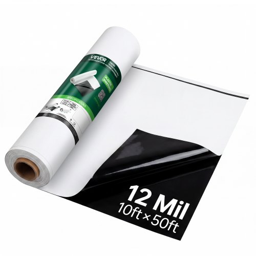 VEVOR Polyethylenfolie 3,05x15,24m Gartenfolie 0,3mm Schwarz/Weiß, Kunststoffrolle für Gartenarbeit Abdeckplane Malerplane Abdeckfolie für Kriechkeller Dampfsperre Unkrautbekämpfung