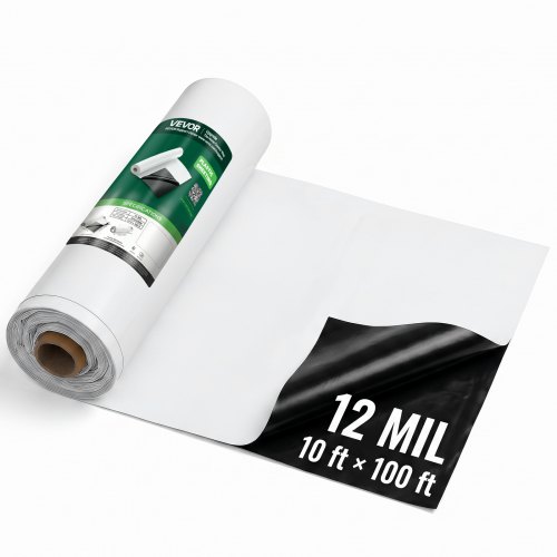 VEVOR Polyethylenfolie 3,05x30,48m Gartenfolie 0,3mm Dick Schwarz/Weiß, Kunststoffrolle für Gartenarbeit Abdeckplane Malerplane Abdeckfolie für Kriechkeller Dampfsperre Unkrautbekämpfung