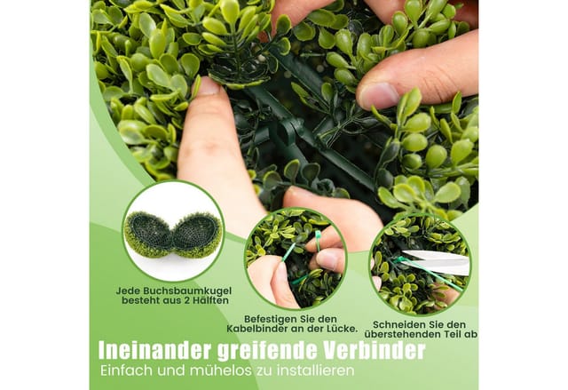 Costway 2er Buchsbaumkugel Kugel UV-Beständig Grün 40 cm