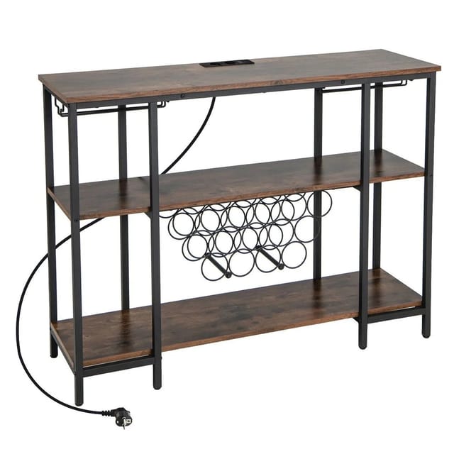 Costway Weinregal 3 Ebenen 15 Flaschen Vintage 113 x 35 x 85 cm