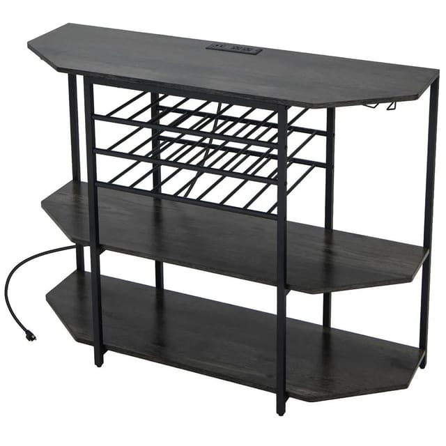 Costway Weinregal 3 Ebenen 21 Flaschen Grau 120 x 40 x 92 cm