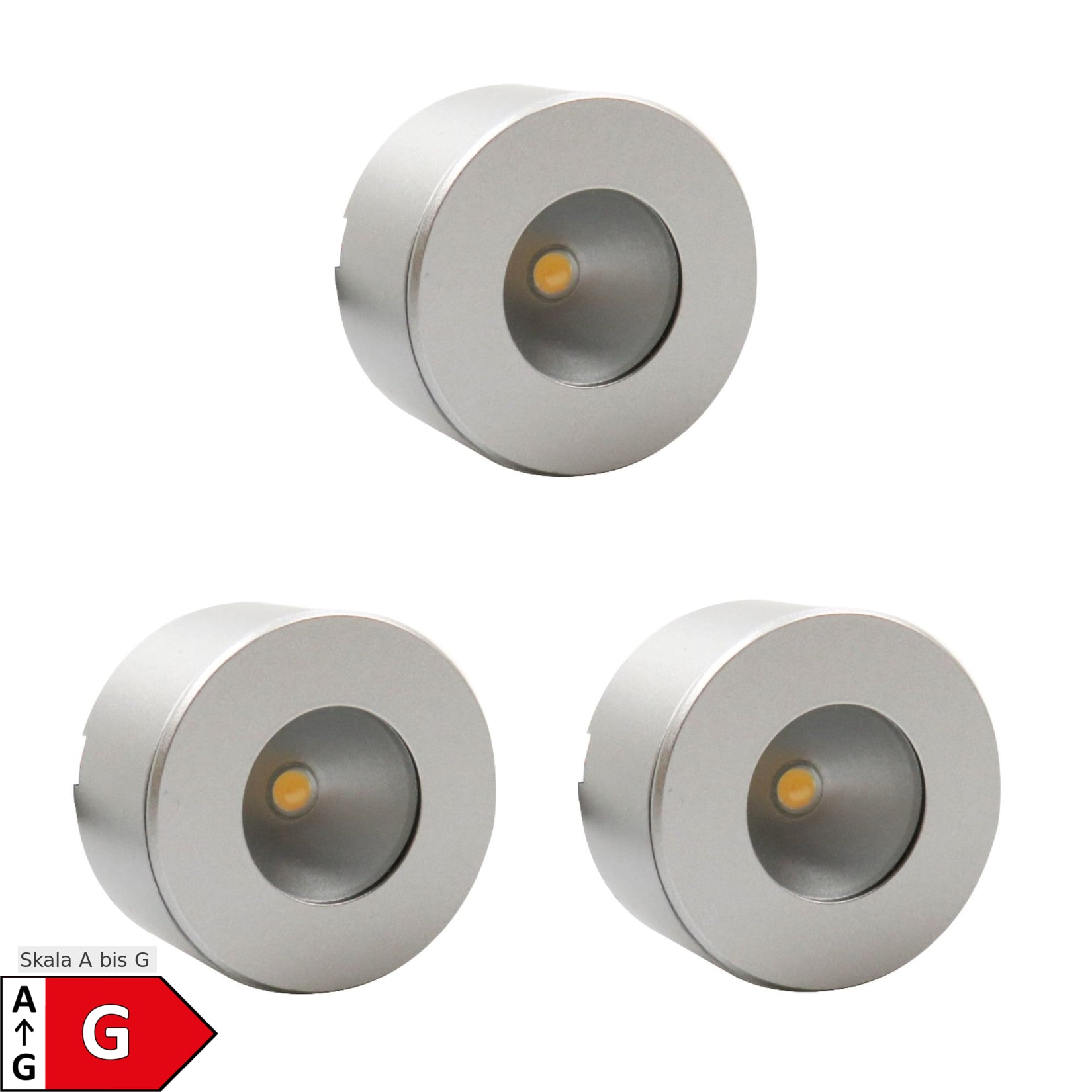 LED Unterbauleuchte, Mini-Star, silber-grau, warmweiss, 3er SET