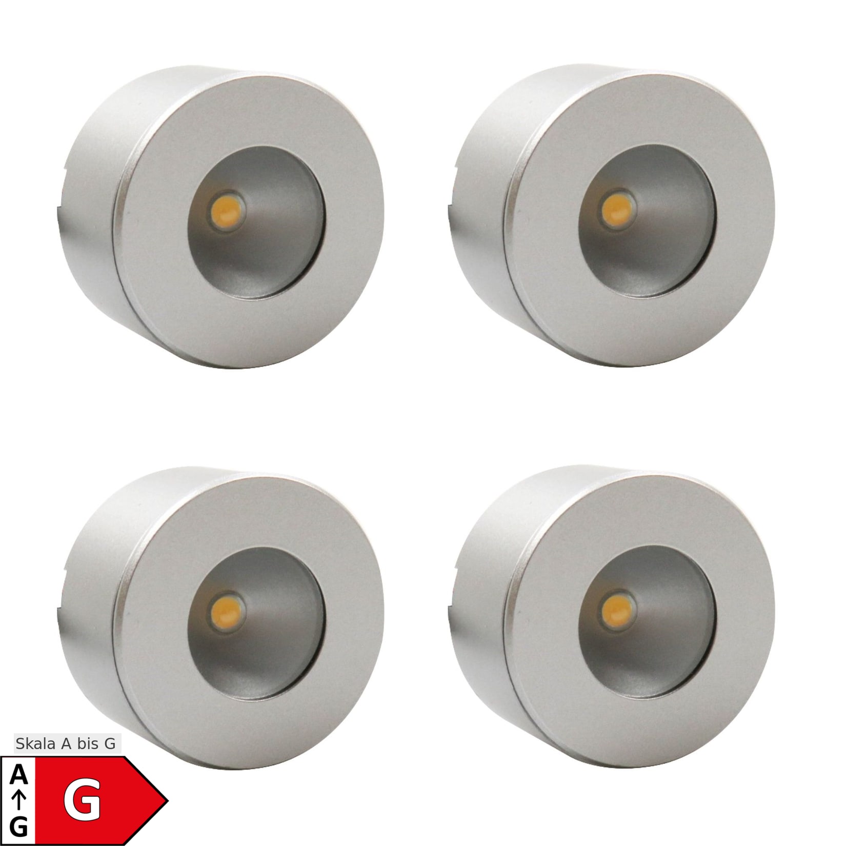 LED Unterbauleuchte, Mini-Star, silber-grau, warmweiss, 4er SET