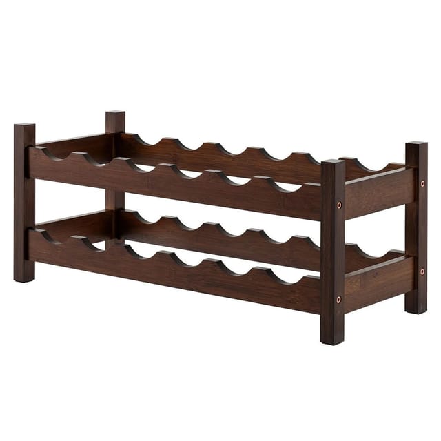 Costway Weinregal Bambus 12 Flaschen Braun 60,5 x 24 x 25 cm