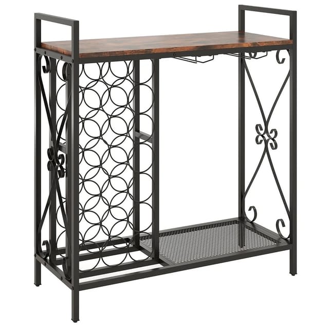 Costway Weinregal Metall 21 Flaschen Braun 93 x 38 x 102 cm