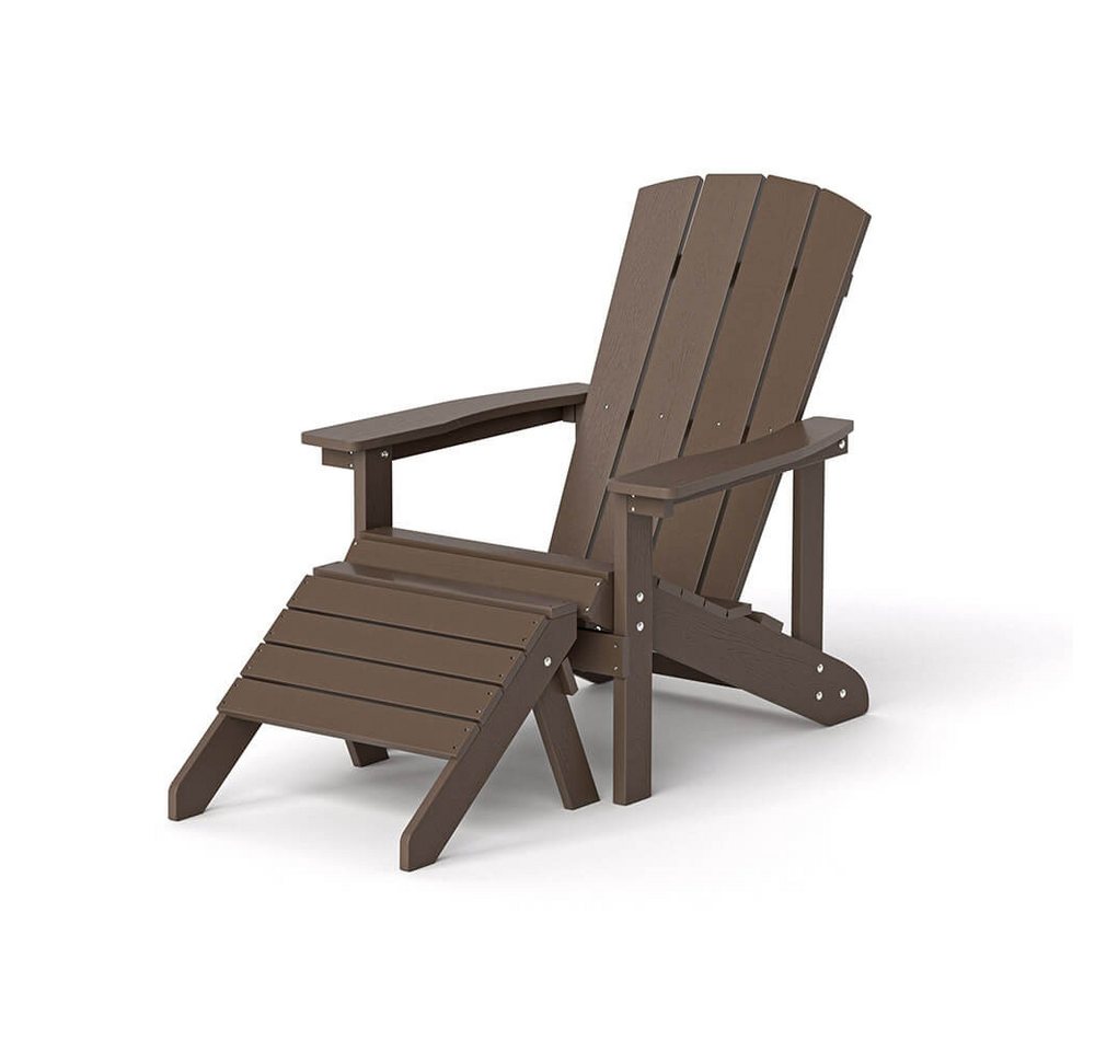 HOME DELUXE Gartenstuhl FAREA inkl. Hocker – Schwarz- Braun Bild 2