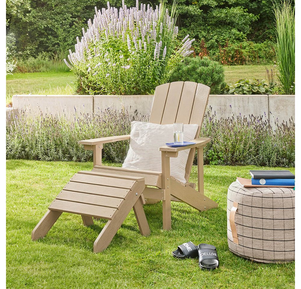 HOME DELUXE Gartenstuhl FAREA inkl. Hocker – Creme-Weiß Bild 5