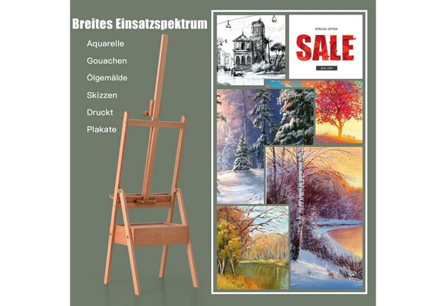 Costway Leinwand Ständer mit Ablage und Schublade 194,5 cm