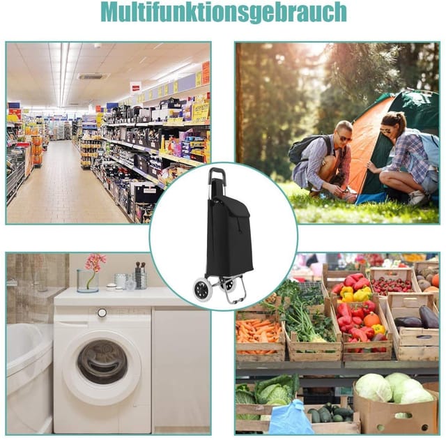 Costway Klappbar Einkaufswagen mit Abnehmbarer Einkaufstasche Schwarz