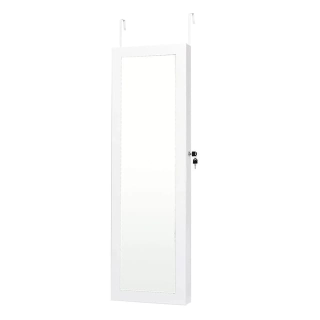 Costway Schmuckschrank mit Ganzkörperspiegel für Ringe 120 cm Weiß