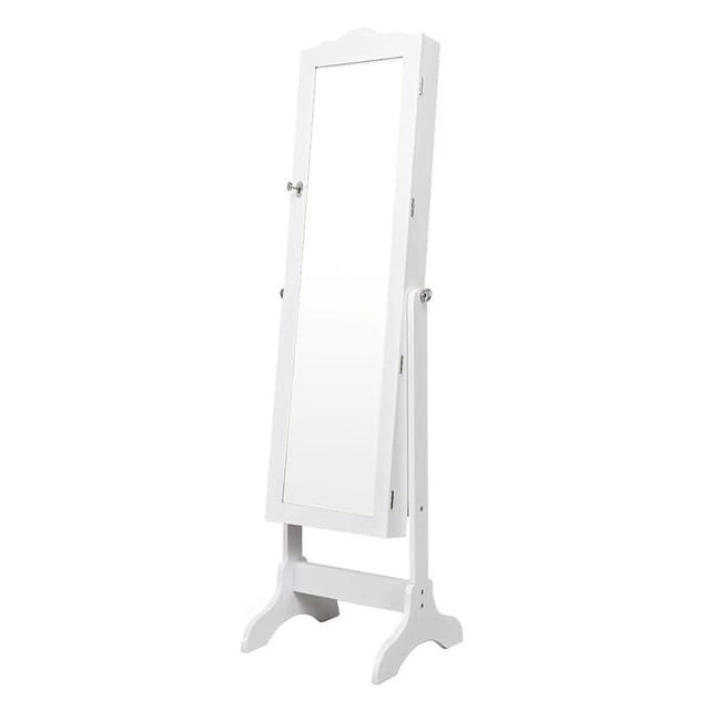 Costway Schmuckschrank mit Ganzkörperspiegel für Make-Up Weiß
