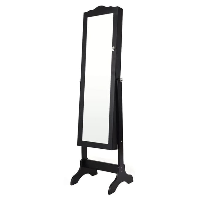 Costway Schmuckschrank mit Ganzkörperspiegel für Make-Up Schwarz