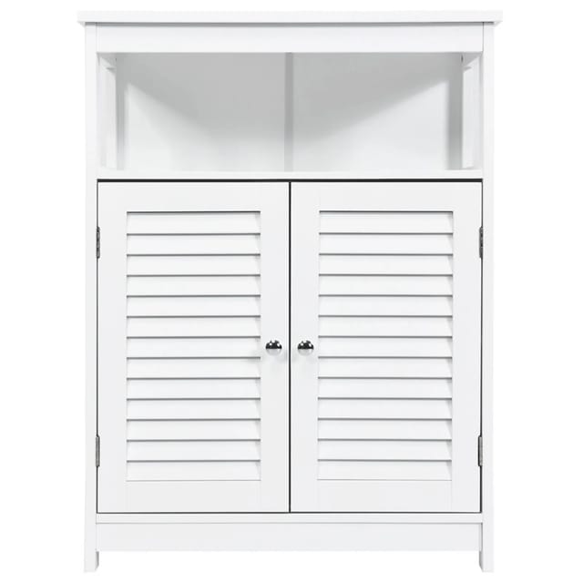 Costway Freistehender Badschrank mit 2 Rollladentüren Weiß