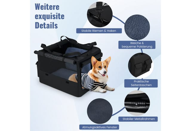 Costway Hundebox Faltbar Transportbox Hund mit 2 Öffnungen 80 x 60 x 42 cm