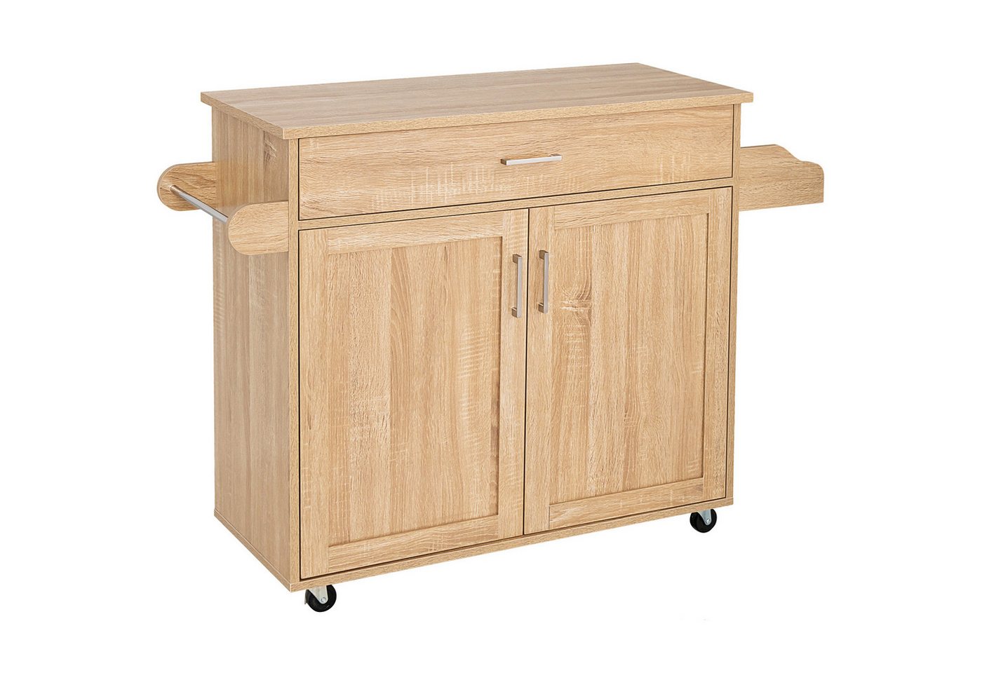Costway Küchenwagen mit Rollen Aus Holz Natur 116 x 40 x 85 cm