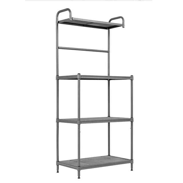 Costway Küchenregal Mikrowellenständer Metall Grau 59 x 34 x 136 cm