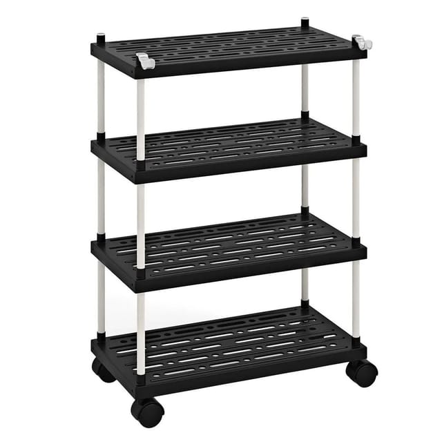 Costway Rollwagen mit 4 Ebenen Küchenwagen mit Rollen 40 x 21 x 59.5 cm