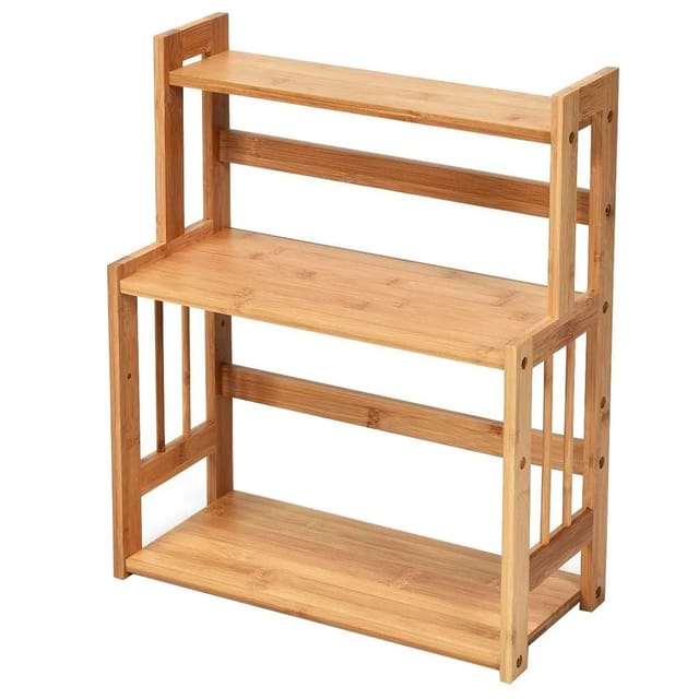 Costway Gewürzregal mit 3 Ebenen Küchenregal Natur 41.5 x 18 x 50 cm
