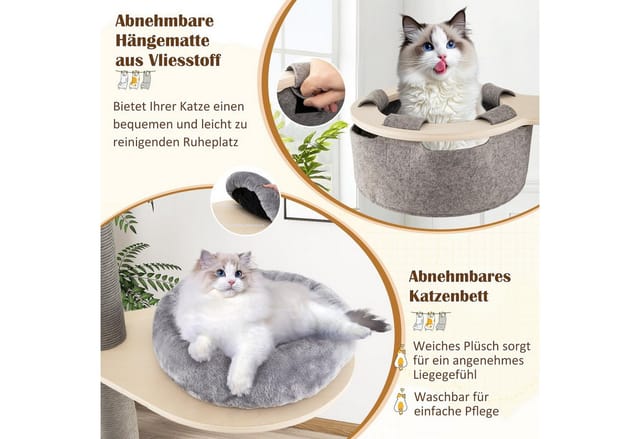 Costway Katzenmöbel Kletterbaum Von Boden Bis Decke Grau 236-271 cm