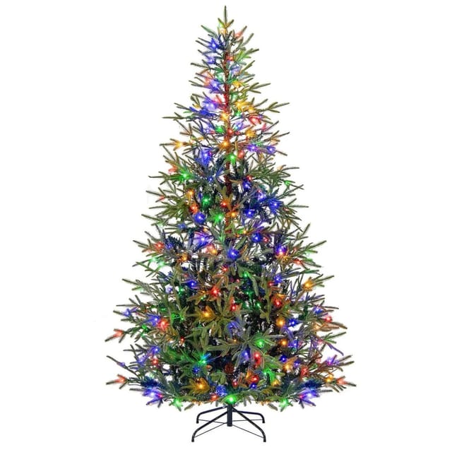 Costway Weihnachtsbaum mit Beleuchtung 678 Pe Zweigen Grün 210 cm