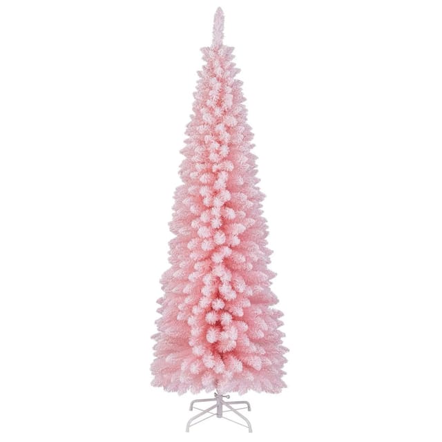 Costway Christbaum mit 460 Zweigspitzen & Metallständer Rosa 180 cm