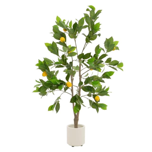 ML-Design Kunstpflanze Zitronenbaum 130 cm aus Kunststoff