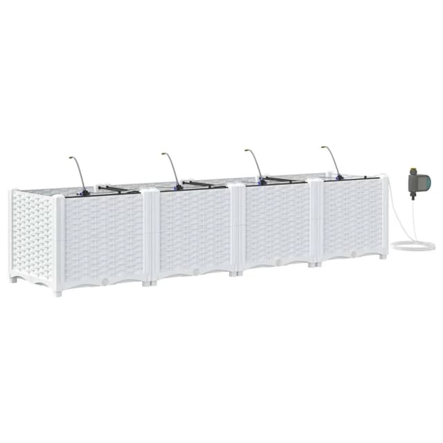 vidaXL Garten-Pflanzgefäß 4 Stk Weiß Stahl 42002915