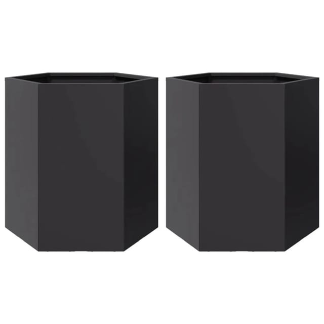 vidaXL Garten-Pflanzgefäße 2 Stück Schwarz Sechseckig 46x40x45 Stahl 851109
