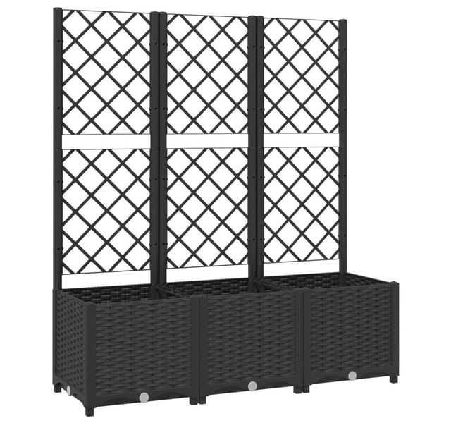 vidaXL Garten-Pflanzgefäß mit Spalier Schwarz 120 x 40 x 136 cm PP 318273
