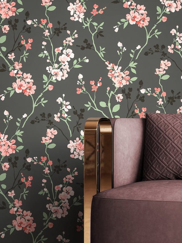 Newroom Vliestapete Mesha Black Blumen Floral