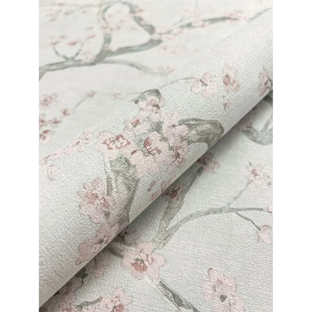 Newroom Vliestapete Ksenia Light Grey Kirschblüten Floral FSC®