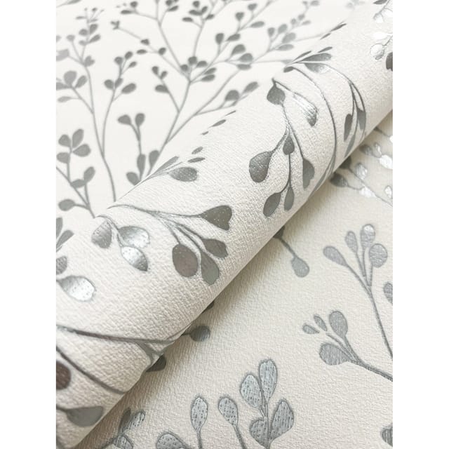 Newroom Vliestapete Emma Silver Zweige Floral