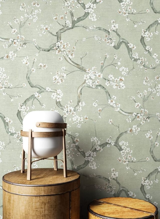 Newroom Vliestapete Ksenja Sage Kirschblüten Floral FSC®