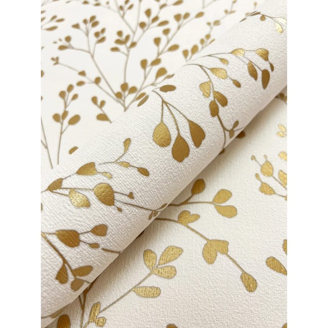 Newroom Vliestapete Emma Gold Zweige Floral