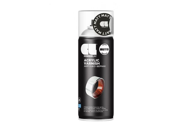 COSMOS LAC Klarlack Spray Matt Transparent & Wasserfest 400 ml Acryl Lack Sprühlack Lackspray für Kunststoff Metall Holz uvm