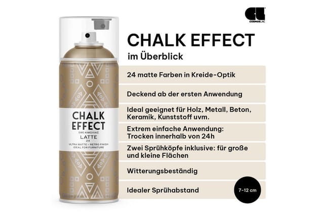 COSMOS LAC Kreidefarbe Spray Chalk Effect Hochwertige Chalky Kreidesprühfarbe Farbspray Spray Paint Farbe Milchkaffee