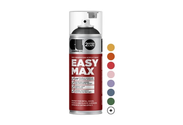 COSMOS LAC EASYMAX Sprühlack Matt mit Extrem Hoher Deckkraft Spraydosen Sprühfarbe DIY Lack RAL 9005 Schwarz