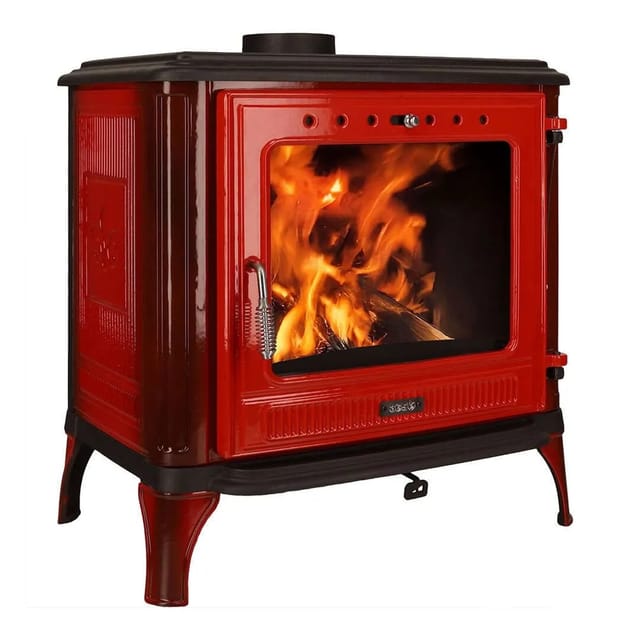 365 Kaminofen Ferrox 75 Rot Emailliert 10,5 kW