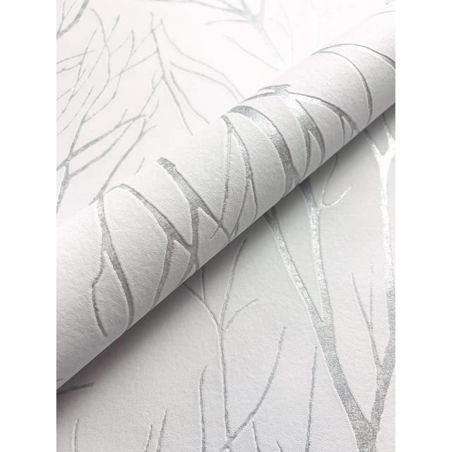 Newroom Vliestapete Spike Silver Äste Floral FSC®