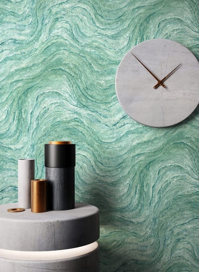 Newroom Vliestapete Hava Turquoise Marmor Modern FSC®