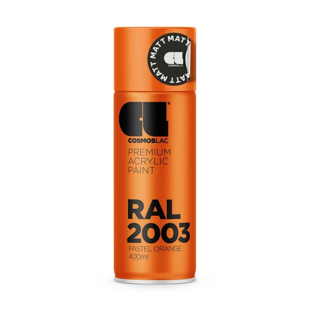 COSMOS LAC Acryllack Sprühdose in Vielen RAL Farbtönen 400ml Spraydose Perfekt für DIY Upcycling RAL 2003 Pastell Orange Matt