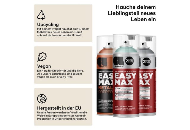 COSMOS LAC EASYMAX Sprühlack Matt mit Extrem Hoher Deckkraft Spraydosen Sprühfarbe DIY Lack RAL 8011 Braun