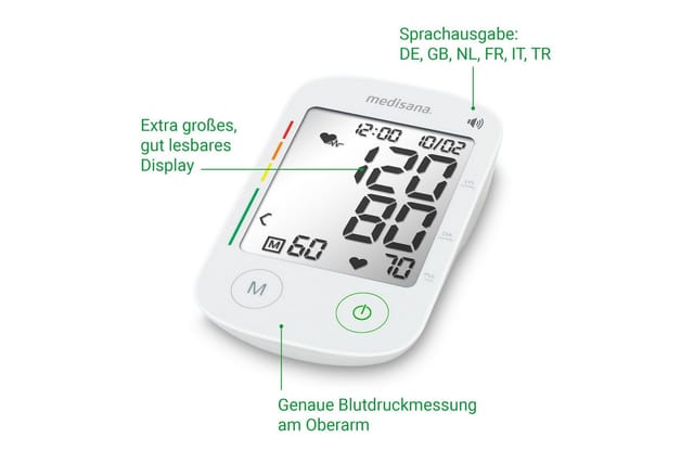 medisana BU 535 Voice Oberarm Blutdruckmessgerät Nordversion Blutdruck und Pulsmessung