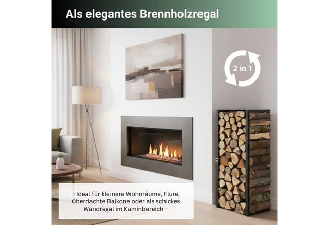 PROREGAL Kaminholzregal S Innen & Außen Metall Mit Rückwand Hängend 92x41x31cm Schwarz Holzständer Holzhalter Kaminholzständer Brennholzregal