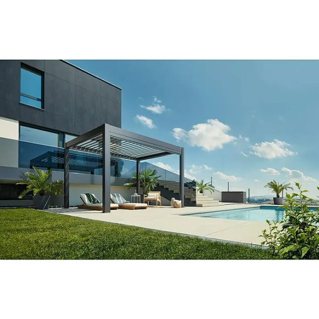 Biohort Pergola 4 m x 3,5 m Dunkelgrau-Weiß